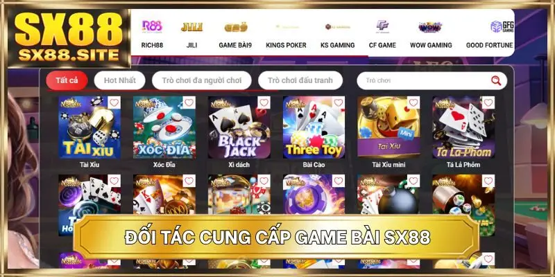 Đối tác cung cấp game bài SX88