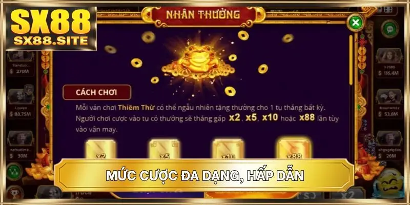 Mức cược đa dạng, hấp dẫn